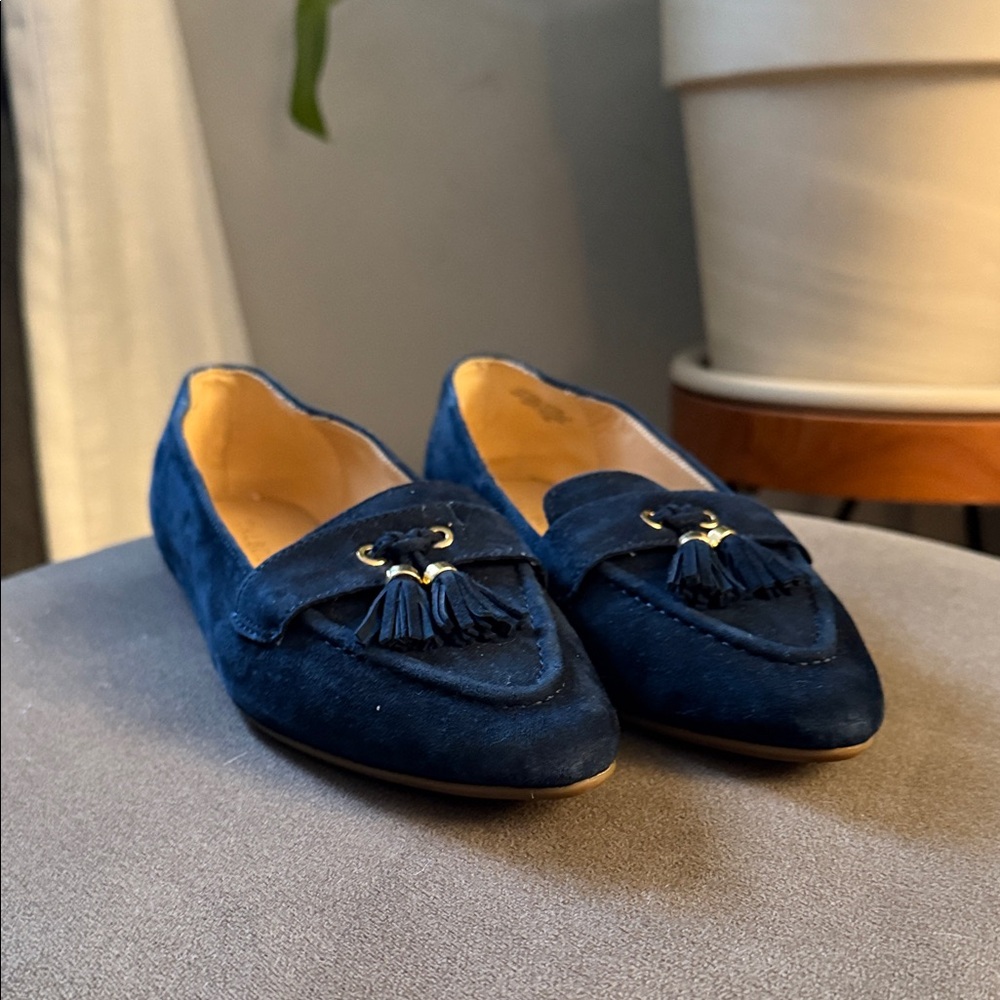 Talbots Francesca Navy Suede Driving Flats Size 7.5